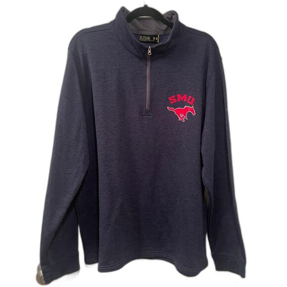 Under Armour SMU Long Sleeve Quarter Zip Pullover Navy 2XL - Picture 1 of 8